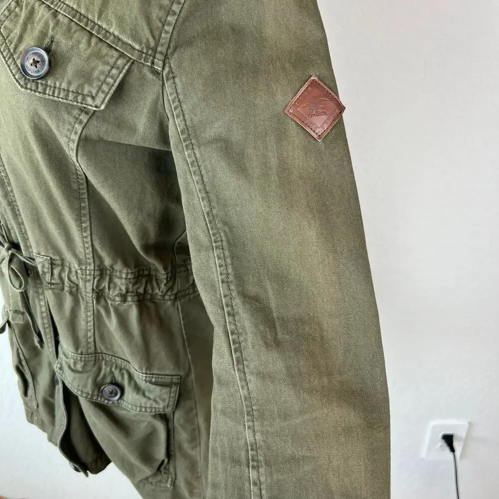 Vintage Y2K Hollister Army Jacket Hooded Bird Logo Utility Medium Bella Swan - Picture 4 of 15